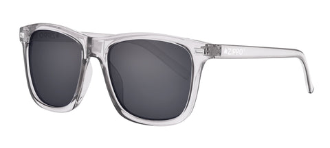 Front angled shot of Classic Angular Transparent Sunglasses OB63 - Dark Grey