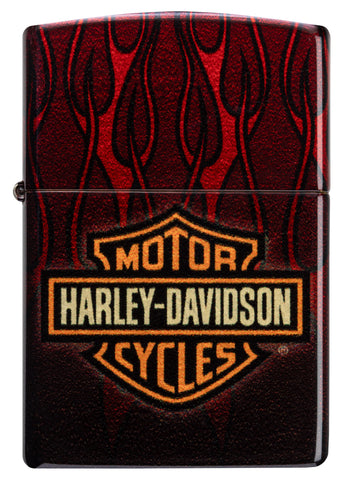 Front view of Zippo Harley-Davidson® 540 Tumbled Brass Windproof Lighter.