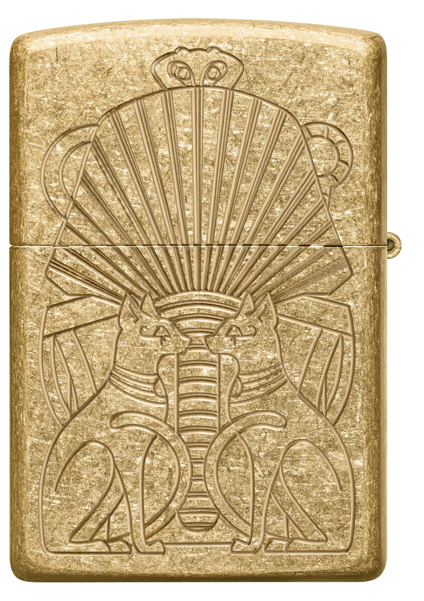 Back shot of Zippo Mummy Design ArmorÂ® Tumbled Brass Windproof Lighter.