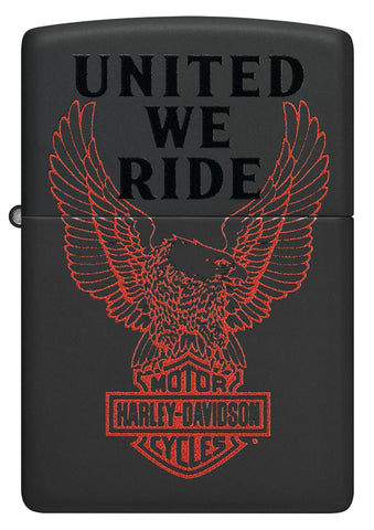Front view of Zippo Harley-Davidson® Black Matte Windproof Lighter.