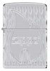 Front view of Zippo Flame Design Armor High Polish Chrome Windproof Lighter.