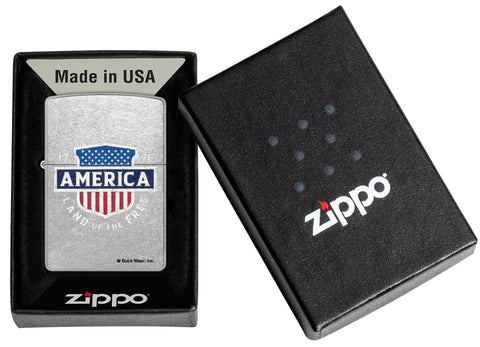 Zippo Buck Wear Street Chrome Windproof Lighter in its packaging.