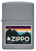 Front shot of Outdoor Zippo Logo Design Flat Grey Windproof Lighter.