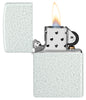 Zippo Classic Glacier Windproof Lighter with its lid open and lit.