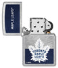NHL® Toronto Maple Leafs Street Chrome™ Windproof Lighter with its lid open and unlit