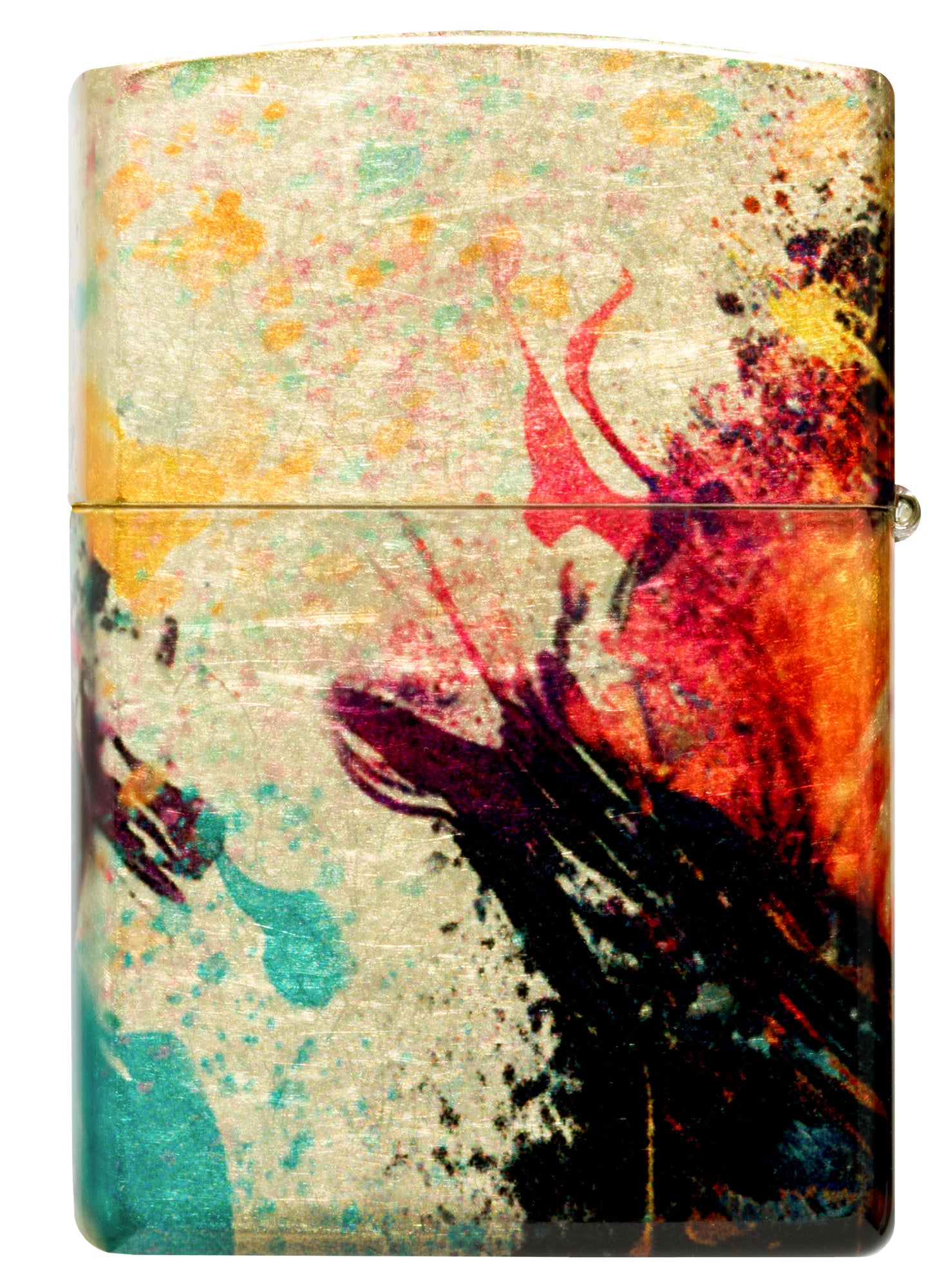 Back view of Zippo Painted Tiger Design 540 Tumbled Brass Windproof Lighter.