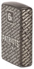 Angled shot of Zippo NFL New England Patriots Super Bowl Commemorative Armor Black Ice Windproof Lighter showing the front and right side of the lighter.
