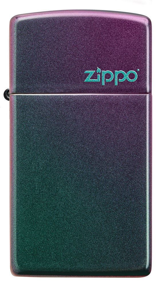 Front of Slim Iridescent Zippo Logo Windproof Lighter