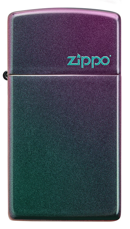 Front of Slim Iridescent Zippo Logo Windproof Lighter