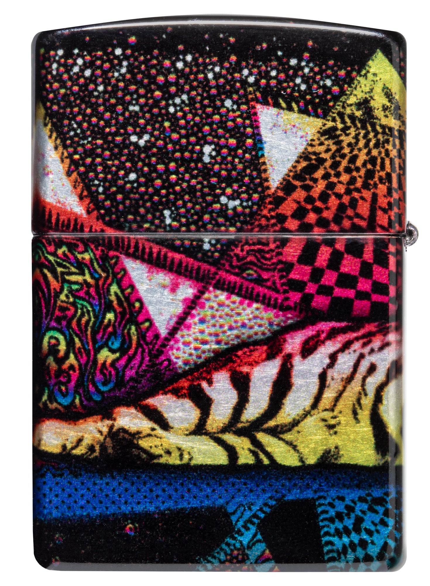 Back view of Zippo Tiger Glory 540 Tumbled Chrome Windproof Lighter.