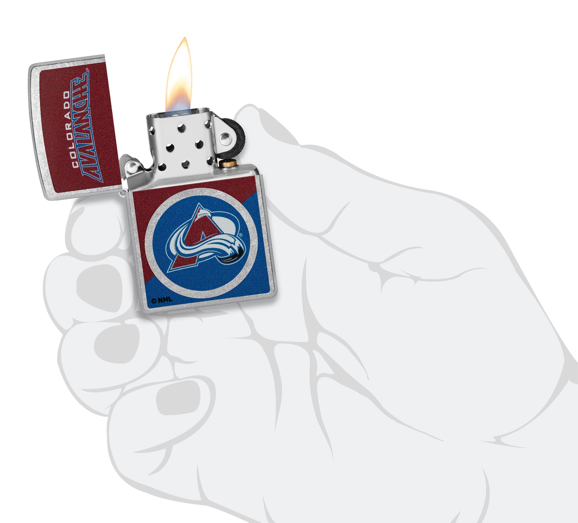 Zippo NHL® Colorado Avalanche® 2024 Street Chrome™ Windproof Lighter in its packaging.