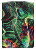 Front shot of Zippo Psychedelic Swirl Design Glow in the Dark Green Matte Windproof Lighter.