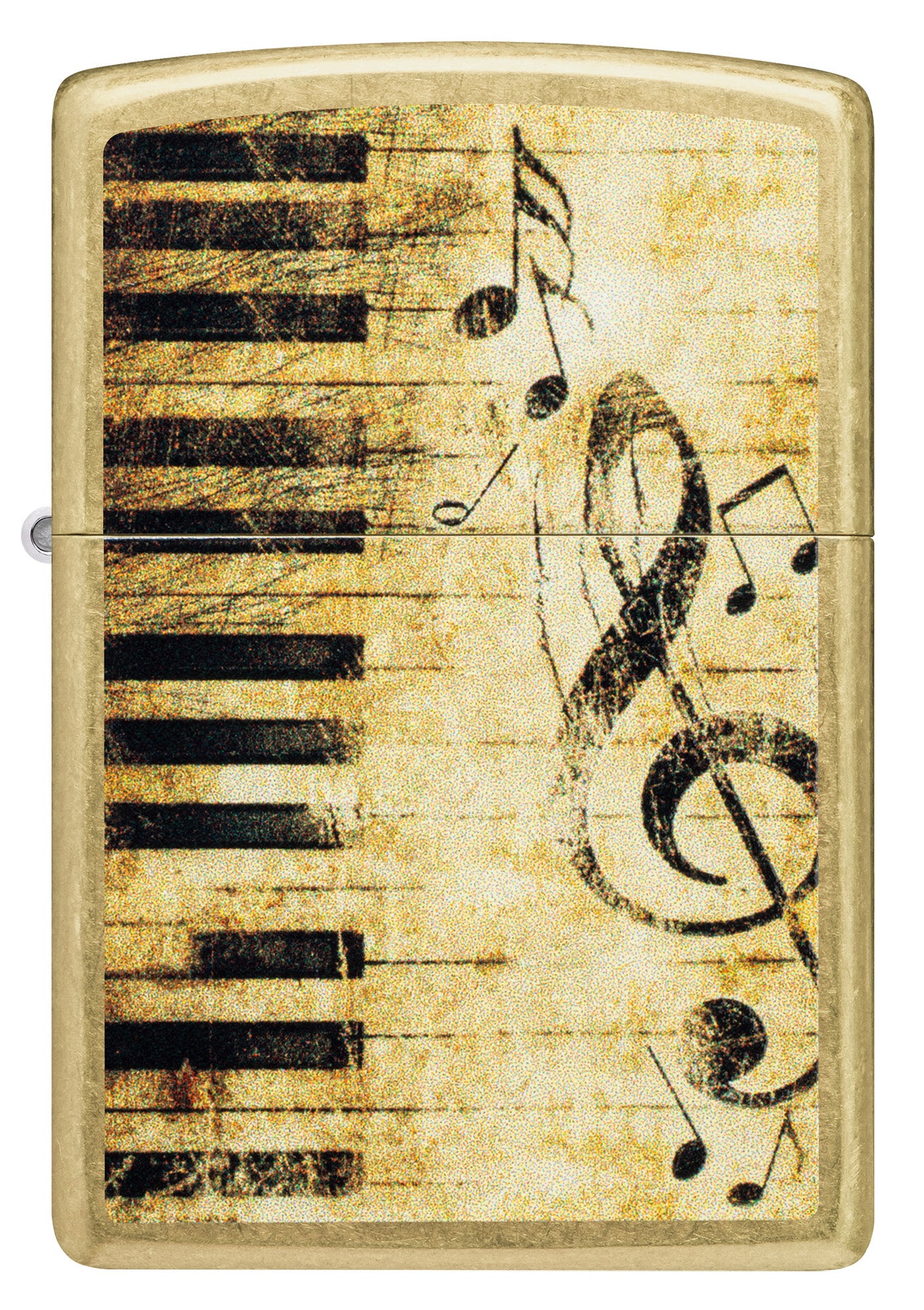 Front view of Zippo Nothing but Treble Design Street Brass Windproof Lighter.