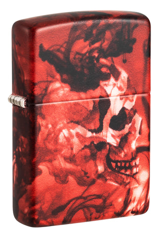 Front shot of Zippo Spooky Skulls 540 Matte Windproof Lighter standing at a 3/4 angle.