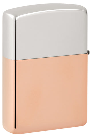 Back shot of Zippo Bimetal Case Lighter - Copper Lid Windproof Lighter standing at a 3/4 angle.
