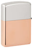 Back shot of Zippo Bimetal Case Lighter - Copper Lid Windproof Lighter standing at a 3/4 angle.