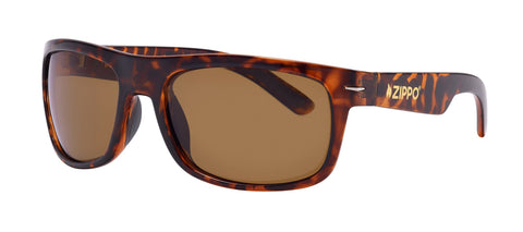 Front angled shot of Polarized Curved Sunglasses OB33 - Leopard