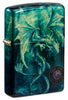 Front view of Zippo Anne Stokes Collection 540 Tumbled Brass Windproof Lighter standing at a 3/4 angle.