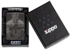 Zippo Skull King Design High Polish Black Windproof Lighter in its packaging.