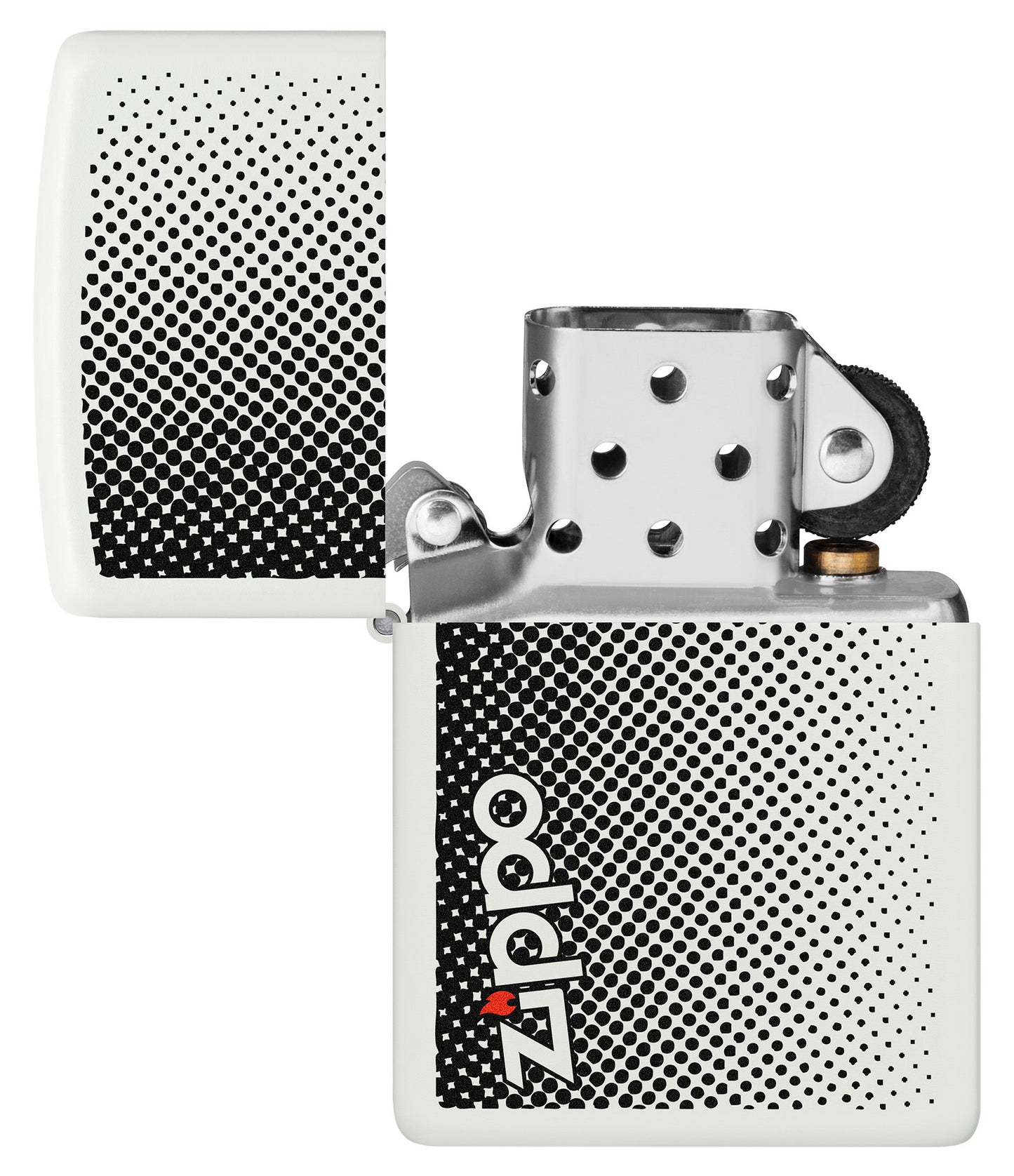 Static Zippo Design Windproof Lighter with its lid open and not lit.