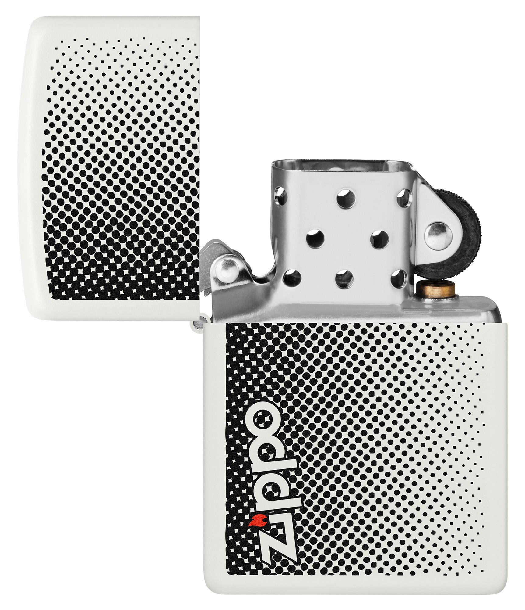 Static Zippo Design Windproof Lighter with its lid open and not lit.