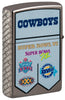 Back shot of Zippo NFL Dallas Cowboys Super Bowl Commemorative Armor Black Ice Windproof Lighter standing at a 3/4 angle.