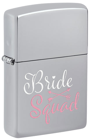Front view of Colorful Bridesquad Design Windproof Lighter standing at a 3/4 angle