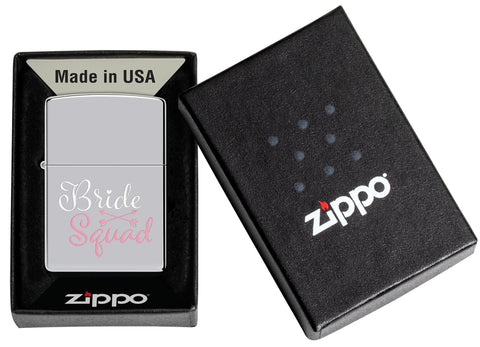 Colorful Bridesquad Design Windproof Lighter in its packaging