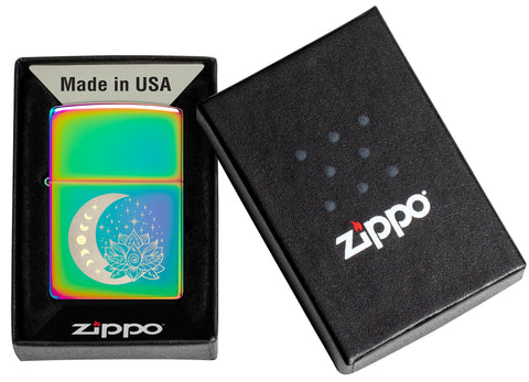 Zippo Spiritual Multi-Color Windproof Lighter in its packaging.