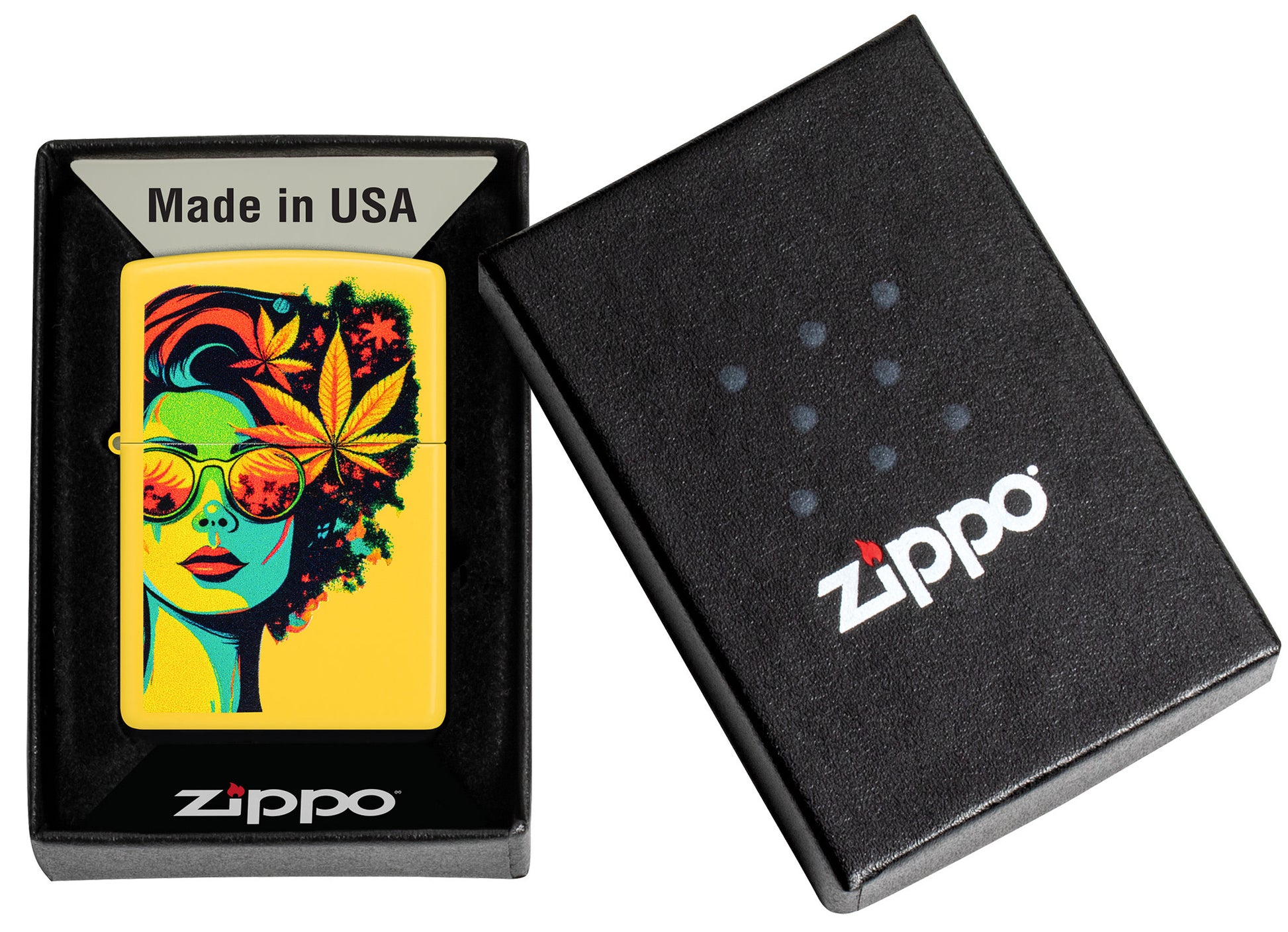 Zippo Blazing Beauty Design Sunflower Windproof Lighter in its packaging.