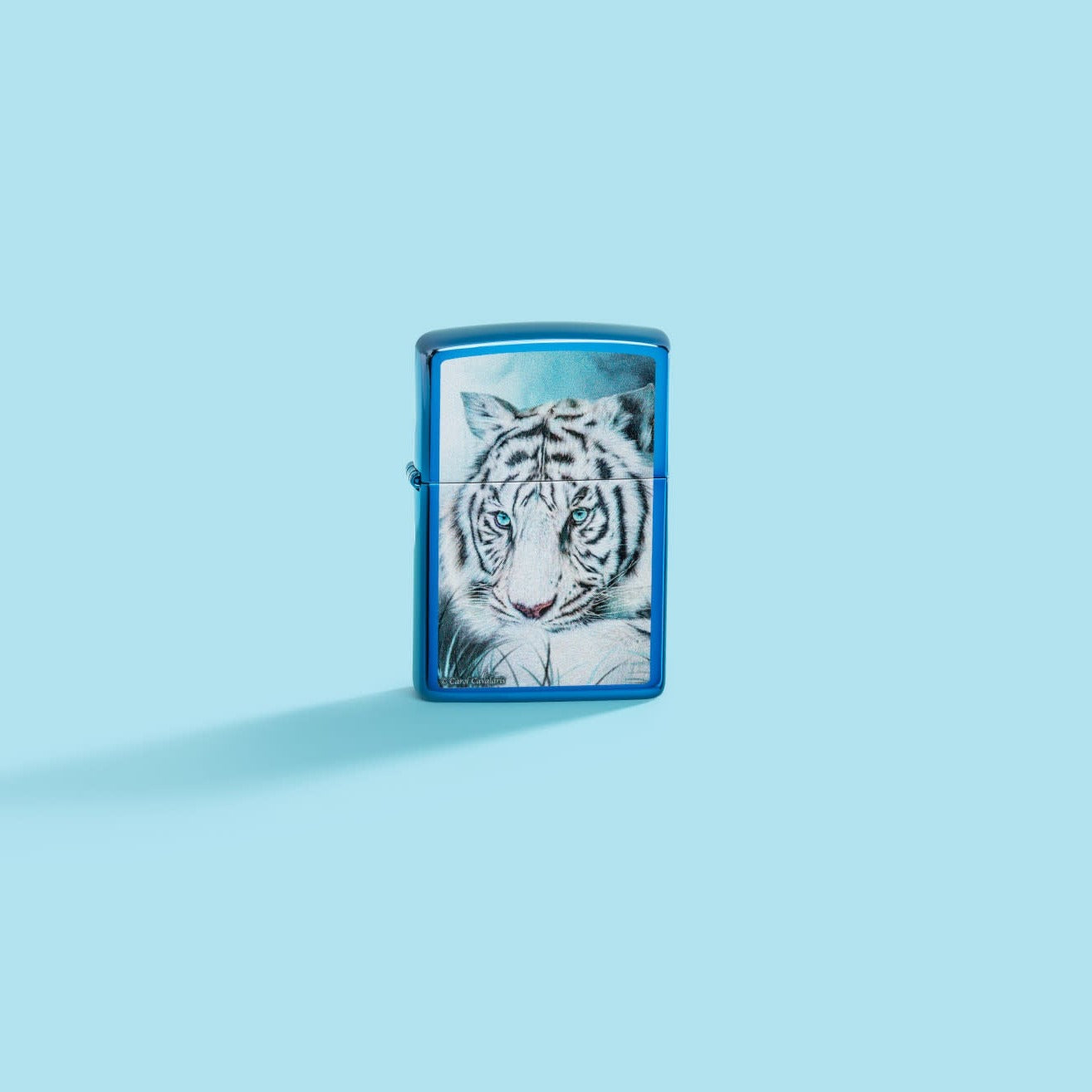Lifestyle image of Zippo Carol Cavalaris High Polish Blue Windproof Lighter