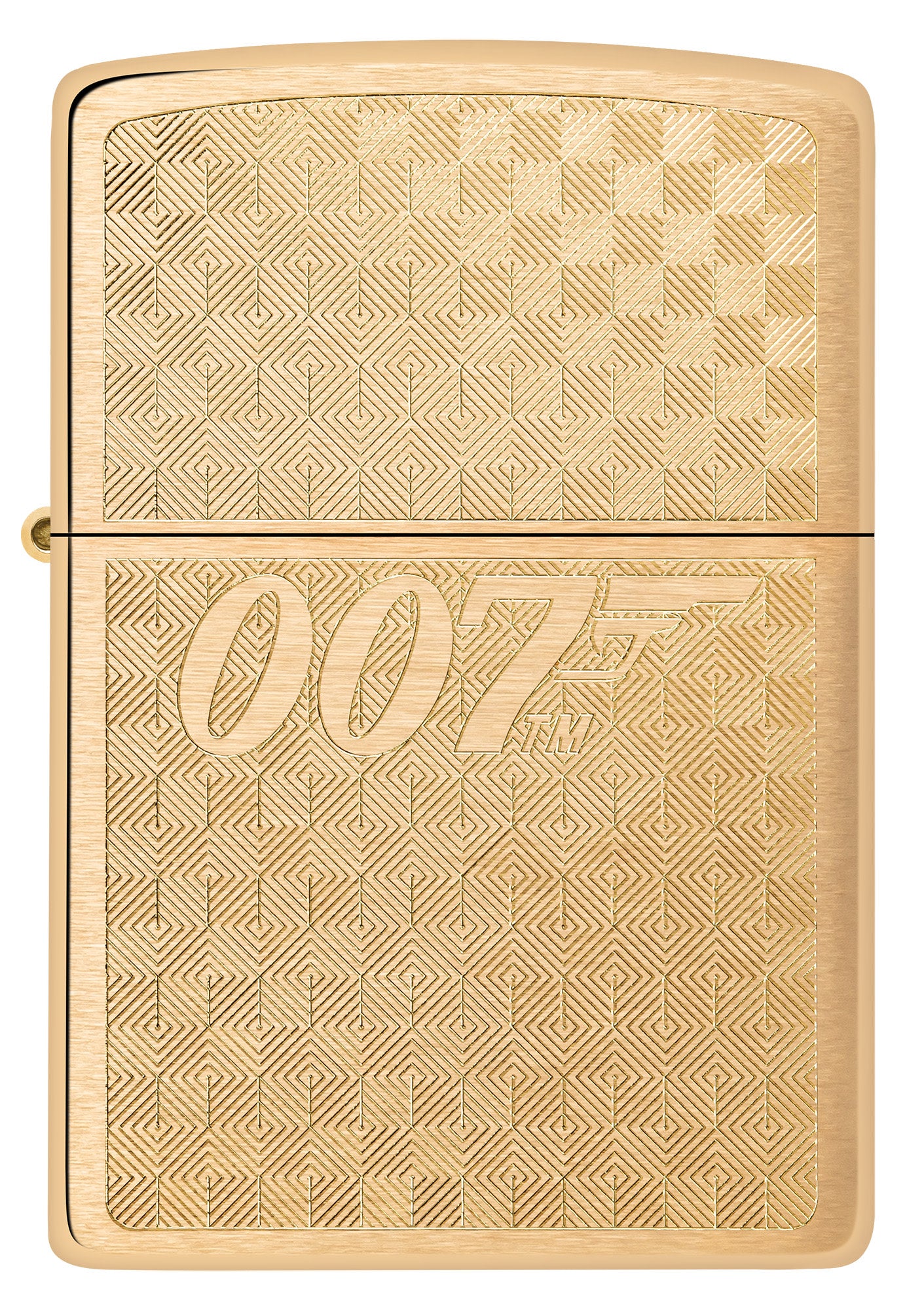 Front view of Zippo Textured James Bond 007â„¢ Design Brushed Brass Windproof Lighter.