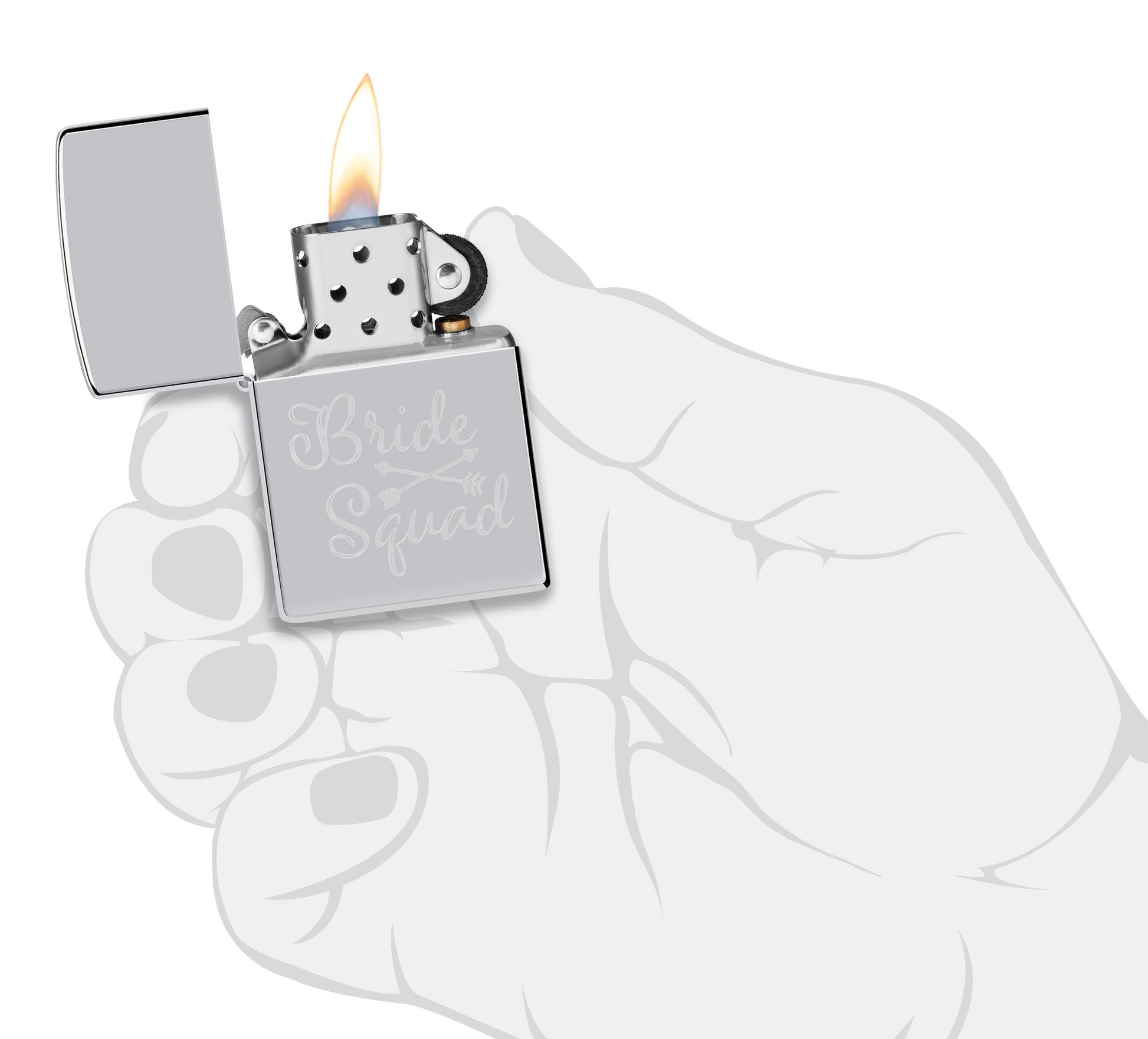 Bridesquad Design Windproof Lighter lit in hand