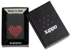 Zippo Heart Design Black Matte Windproof Lighter in its packaging.