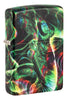 Front shot of Zippo Psychedelic Swirl Design Glow in the Dark Green Matte Windproof Lighter standing at a 3/4 angle.