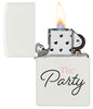 The Wedding Party Windproof Lighter with its lid open and lit
