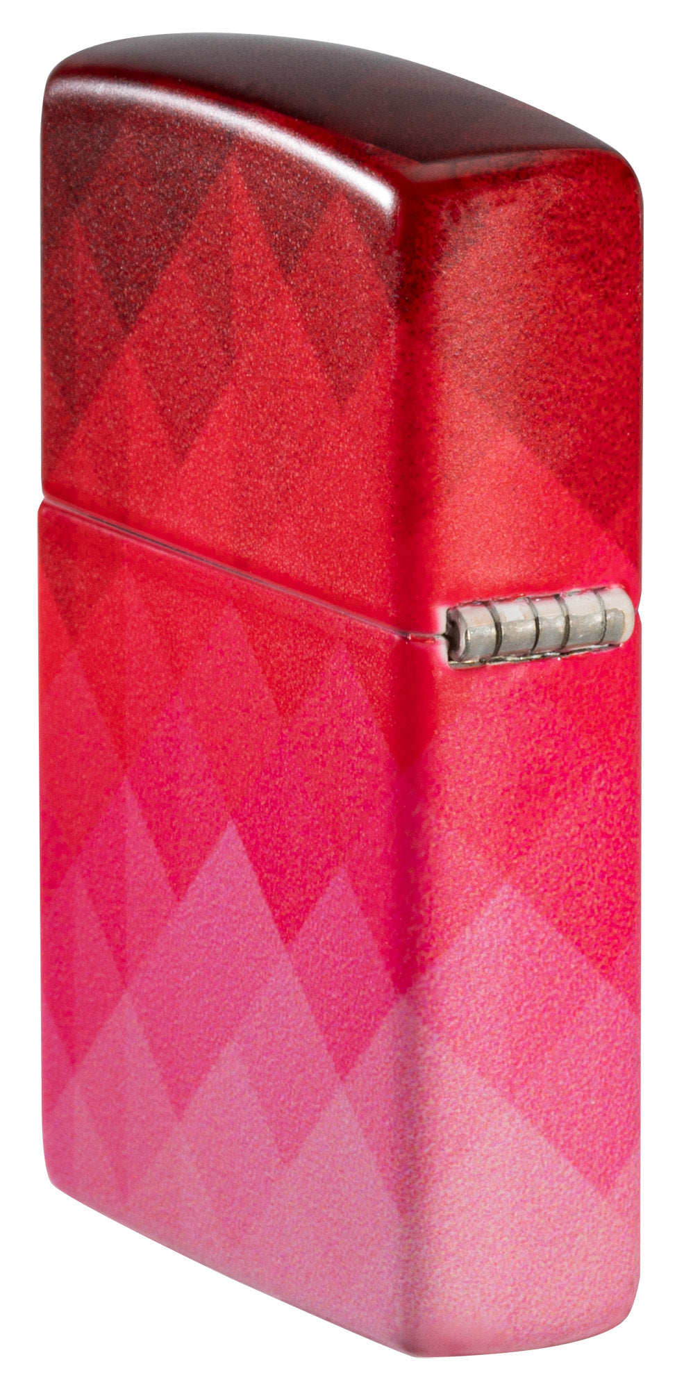 Angled shot of Zippo Ombre Pixel Design 540 Matte Windproof Lighter showing the back and hinge side of the lighter.