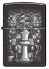 Front view of Zippo Chess Design High Polish Black Windproof Lighter.