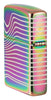 Angled shot of Zippo Wavy Pattern Design Multi Color Windproof Lighter showing the back and hinge side of the lighter.