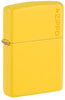 Front view of Zippo Classic Sunflower Logo Windproof Lighter standing at a 3/4 angle.