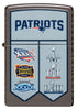 Back view of Zippo NFL New England Patriots Super Bowl Commemorative Armor Black Ice Windproof Lighter.