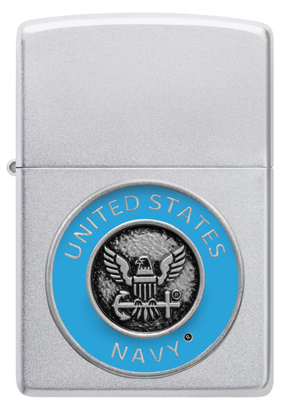 Zippo United States Navy® Emblem Satin Chrome Windproof Lighter Zippo United States Navy® Emblem Satin Chrome Windproof Lighter