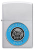 Front view of Zippo United States Navy® Emblem Satin Chrome Windproof Lighter.