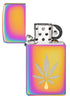 Zippo Cannabis Leaf Design Slim Multi Color Windproof Lighter with its lid open and unlit.