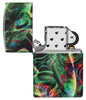 Zippo Psychedelic Swirl Design Glow in the Dark Green Matte Windproof Lighter with its lid open and unlit.