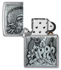 Zippo Design Brushed Chrome Windproof Lighter with its lid open and unlit.