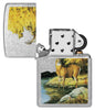 Zippo Linda Picken Season of Beauty Street Chrome Windproof Lighter with its lid open and unlit.