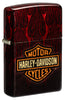 Front view of Zippo Harley-Davidson® 540 Tumbled Brass Windproof Lighter standing at a 3/4 angle.