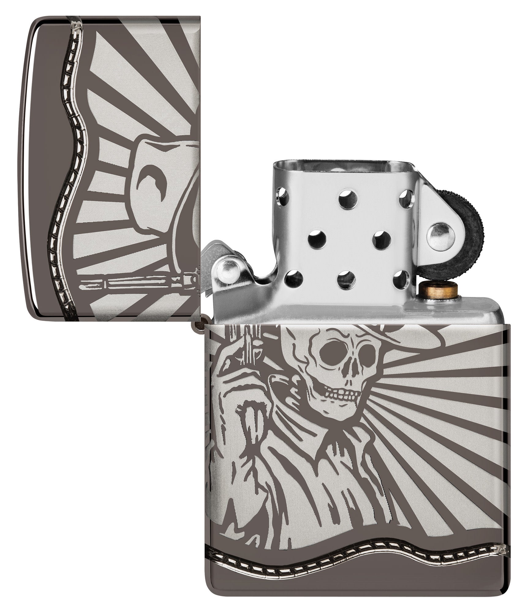 Zippo Skeleton Cowboy Design Armor® Black Ice Windproof