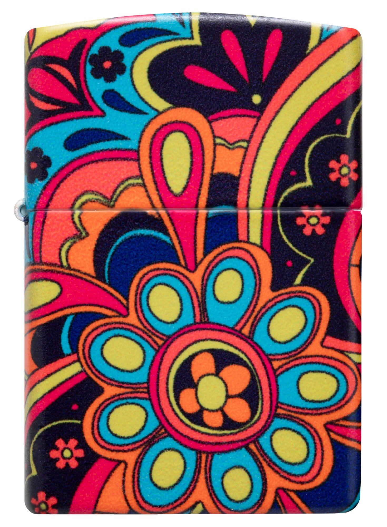 Front view of Zippo Flower Power Design 540 Matte Windproof Lighter.